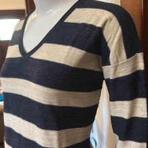 NWT chaps size small navy Striped V-Neck Sweater